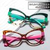 Personalized Large-framed Color-blocked Cat Eyes Reading Glasses Blue Light Blocking Eye Protection Travel Beach Eyeglasses