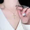 Simple Zircon Cross Necklace Women's Fashion Temperament Stainless Steel Pendant Commuter Collarbone Chain
