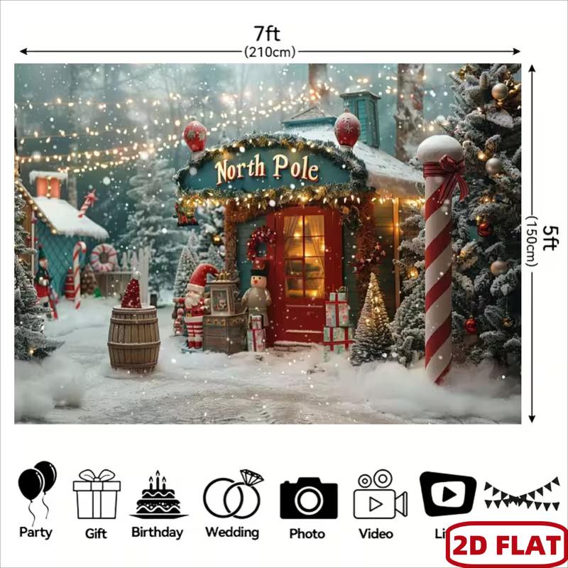 2D Nordpol Weihnachtsstadt Kulisse Schneelandschaft Fotografie Hintergrund