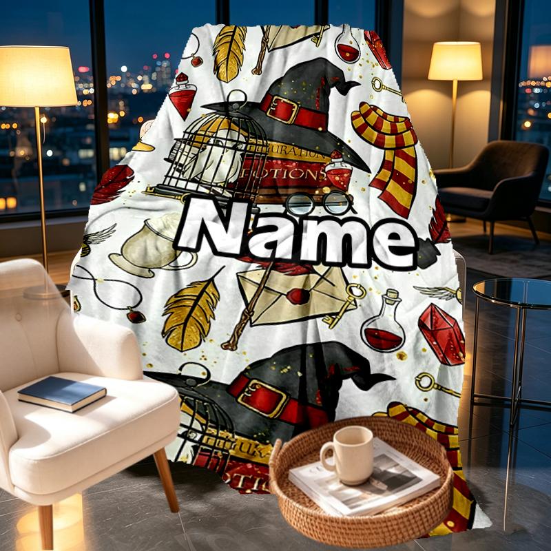 Custom Name Personalized Harry  Potter Print Blankets, Home Decor, Bedroom, Sofa, Camping, Couch, Gifts for Birthday Christmas