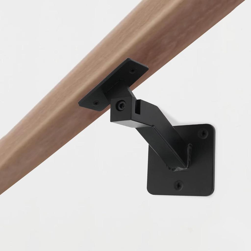 Swivel Handrail Brackets Heavy Duty Steel Hand Rail Brackets for Staircase Stair Railing, Pack of 4 (Black)