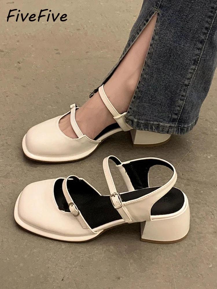 

Нескользящие сандалии FiveFive с круглым носком, женская повседневная летняя пляжная элегантная обувь с открытым носком, корейская модная женская обувь для вечеринок