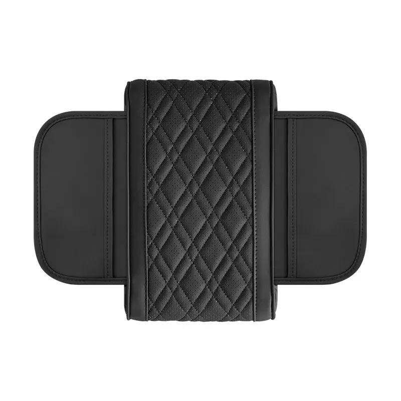 Universal Car Armrest Box Pad Leather Elastic Sponge Height Pad with Side Storage Bag Center Armrest Protective Cushion Support