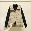 New Vest Women's Casual Small Model Hooded Stand-up Collar Large Size Cotton Vest Women's Thickened Warm Back
