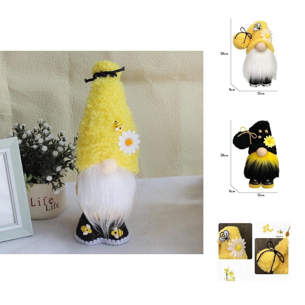 Bumble Bee Nordic Gnome Gonk Tomte Sunflower Plush Doll Ornament Decor Adorable Size With Black Yellow Colors