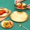 1pc Korean Style Stainless Steel BBQ Meat Plate - Gold Plated Cake and Dessert Serving Plate for Fruits and Snacks