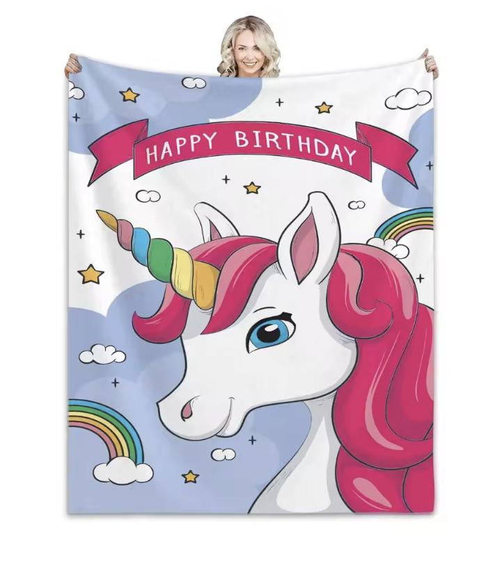 

Unicorn Flannel Blanket Throw for Girls and Boys Soft Warm Baby Blanket for Bed Sofa Birthday Christmas Gift 30x40in