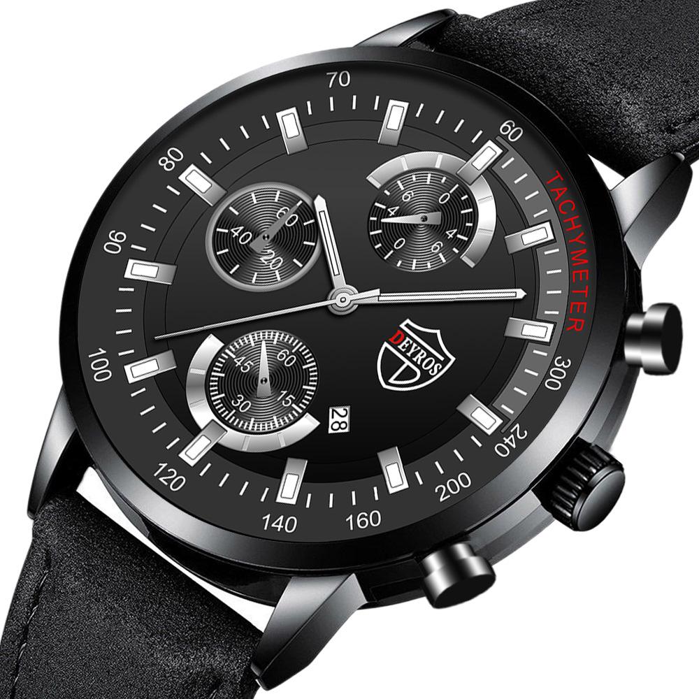 Men'S Watch Strap Date Luminous Quartz Watch Non-Mechanical Trinocular