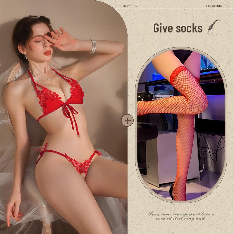 Sexy Übergrößen-Dessous-Set mit offenem Schritt zum Ausziehen ohne Ausziehen und mit Night Listen Duft.