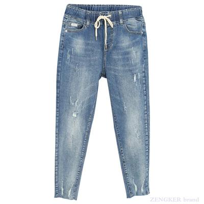 Spring Summer Plus Size Jeans Women's Stretch Fat Sister Nine-point Pants Were Thin High Waist Pants Plus Size 5xl