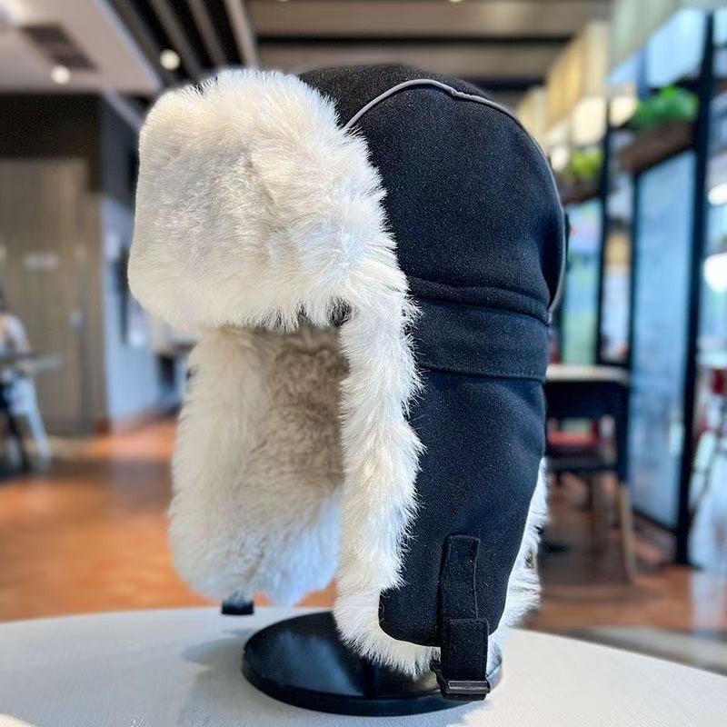 Winter Warm Fleece Lined Ear Protection Hat Men Women Outdoor Cycling Motorbike Windproof Thermal Cap