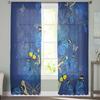 Butterfly Flower Blue Window Tulle Curtains for Living Room Bedroom Hotel Luxury Decoration Sheer Curtains