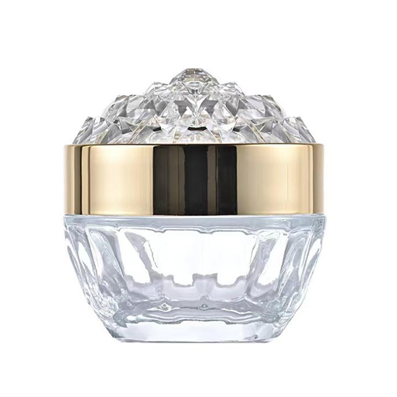 1pcs Luxury Diamond 50g Glass Face Cream Jar With Lid Acrylic Cosmetic Jar Container For Cream Lotion Jars Travel Lotion Bottle