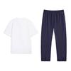 Li-Ning Fashionable Versatile Breathable Short Sleeve Comfortable Long Pants Casual Set Unisex sets Standard-White Sailor-Blue A87-1+V809-2