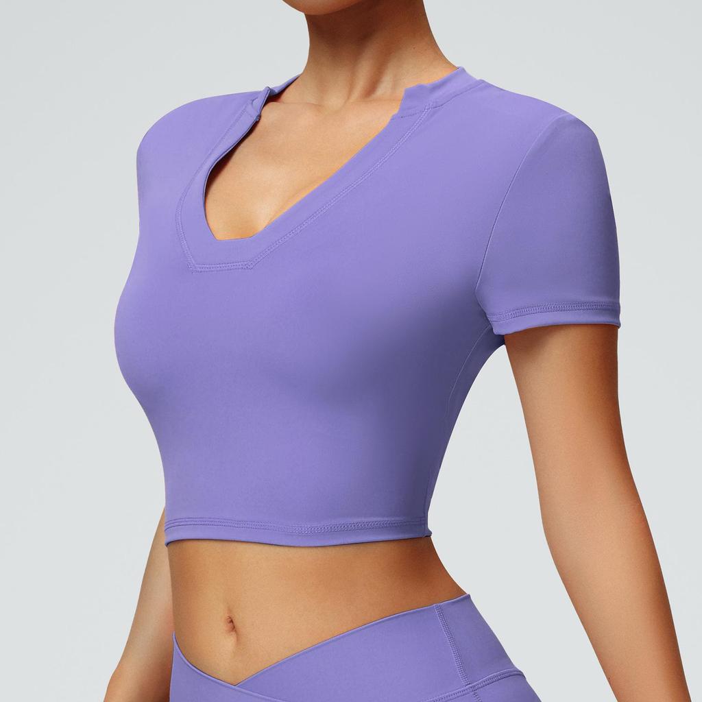 Cross-Border Slimming Nude Short-Sleeve Yoga & Sports T-Shirt