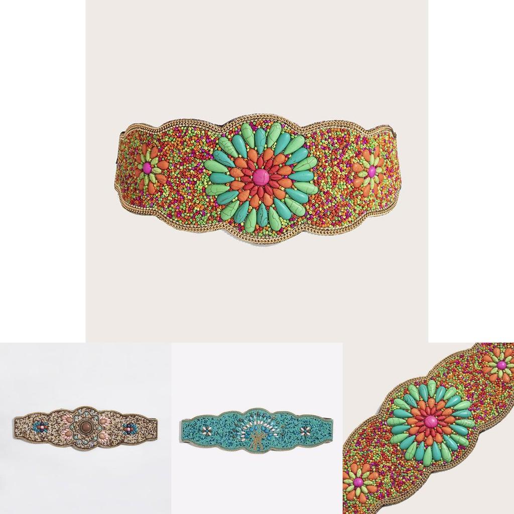 Bohemian Ladies Waist Corset With Embellished Beads And Elastic Closure For Summer Outfits