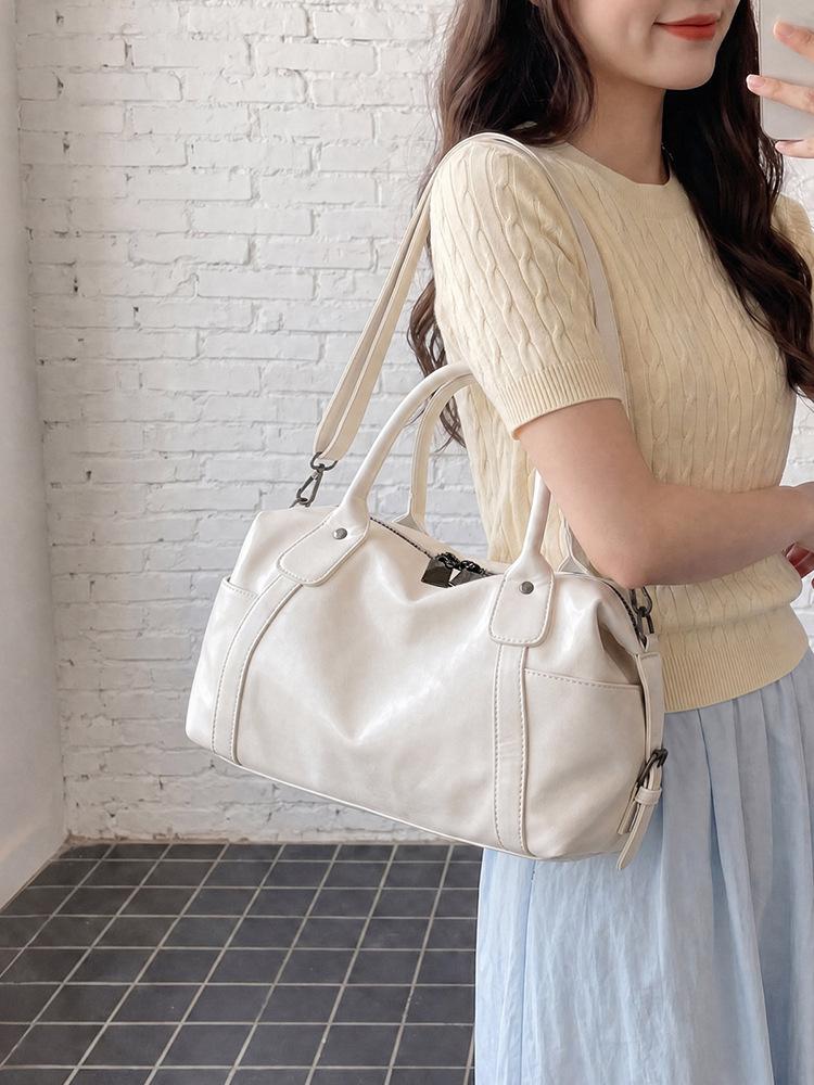 Women's Luxury Soft Leather Boston Bag - Large Capacity, High Texture, Versatile Handheld & Crossbody for Commuting