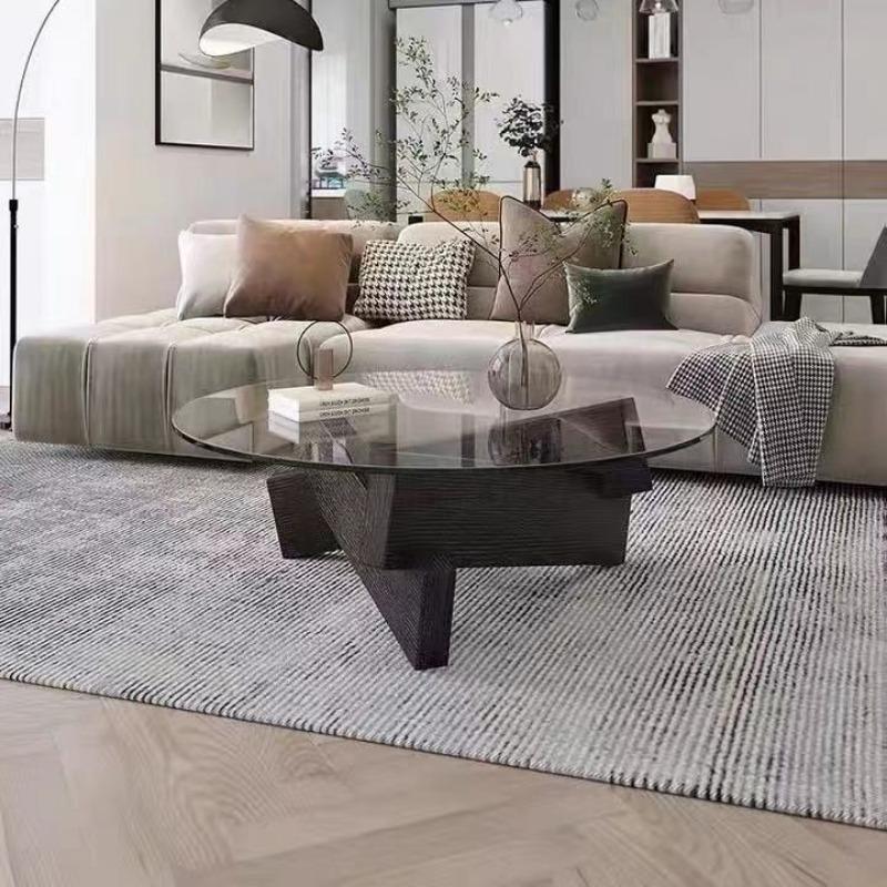 Nordic Creative Transparent Glass Solid Wood Coffee Tables Living Room Vintage Minimalist Tea Table Hall Design Home Furniture
