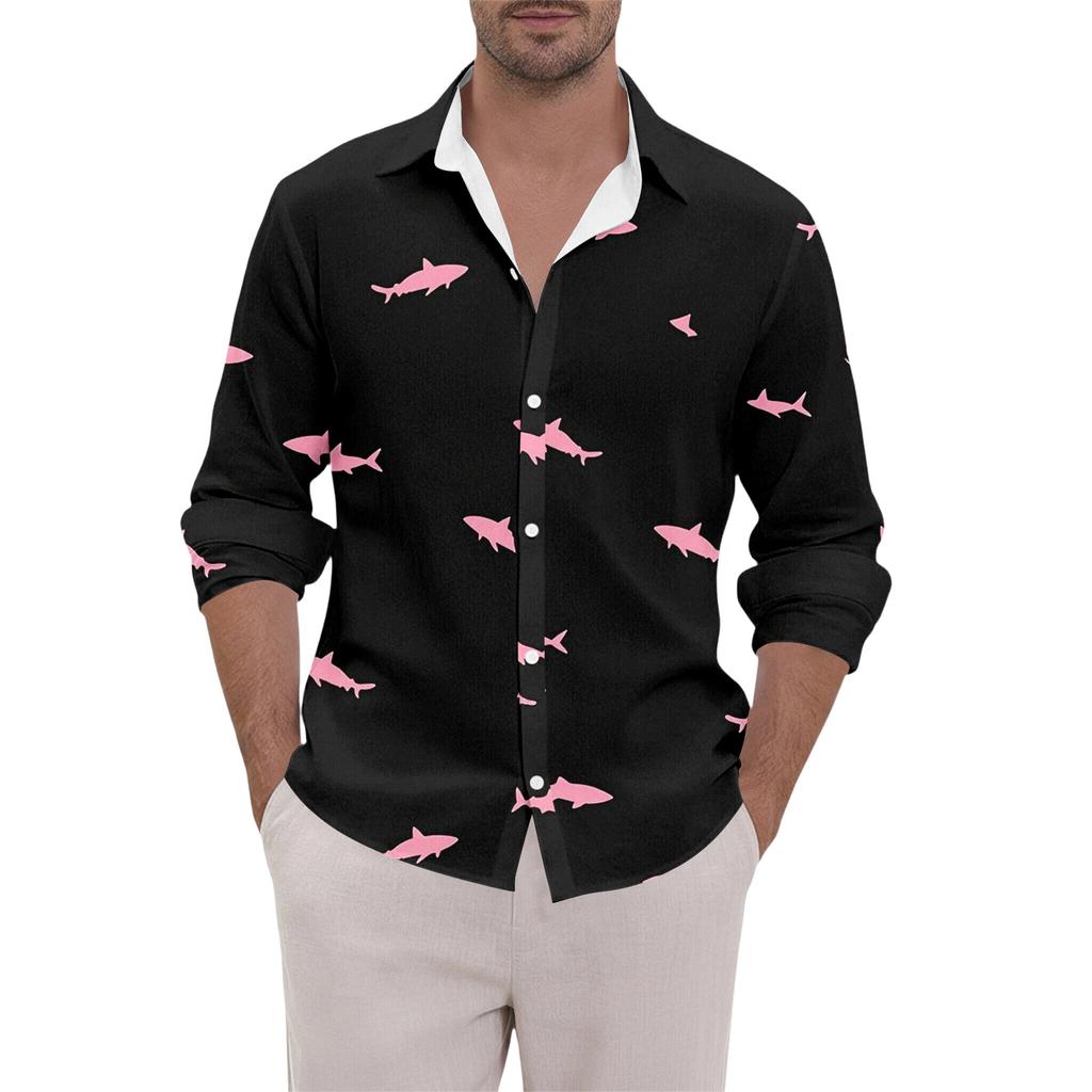 Men's Hawaii Summer New Loose Long Sleeve Shirt Cardigan Beach Shirt