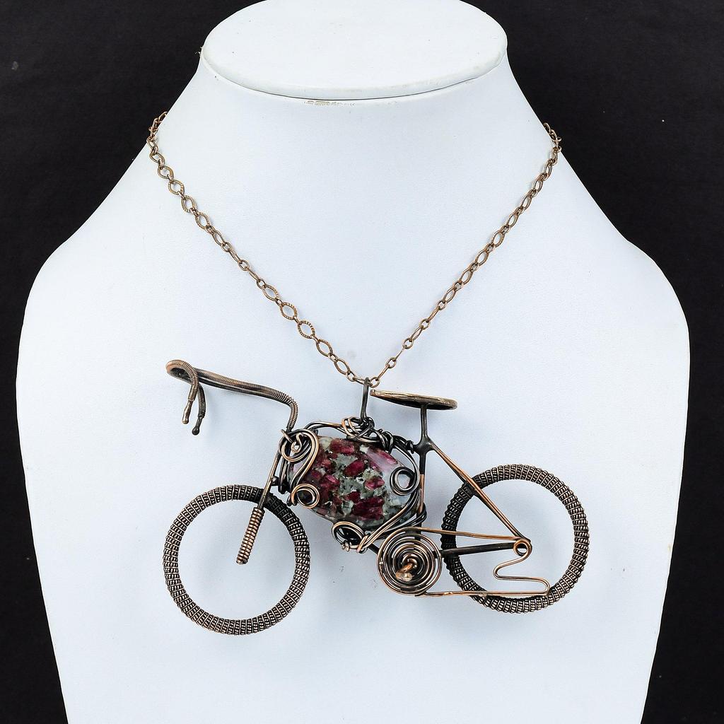 Eudialyte Pendant Copper Wire Wrapped Pendant Handmade Real Gemstone Pendant Eudialyte Jewelry Cycle Pendant Wire Wrap Jewelry Gift For Her