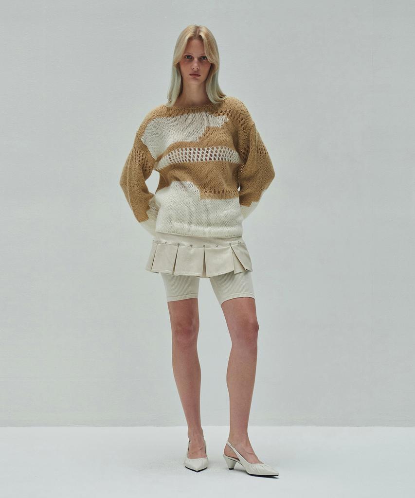Daiaegeuneol Loose Color Mix Knit (Beige)