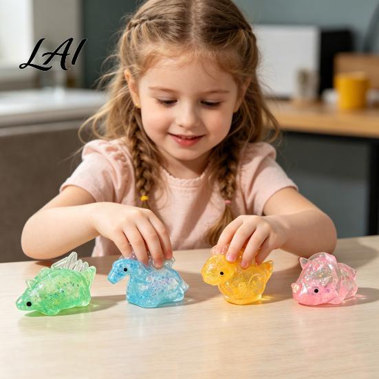 Wachsige Textur Stressball Dinosaurierform Knetspielzeug Glitzer Weich zum Zusammendrücken zur Linderung Klar Langsamer Rückprall Taktiles Fidget Spielzeug für Kinder und Erwachsene Diamantgeschliffen