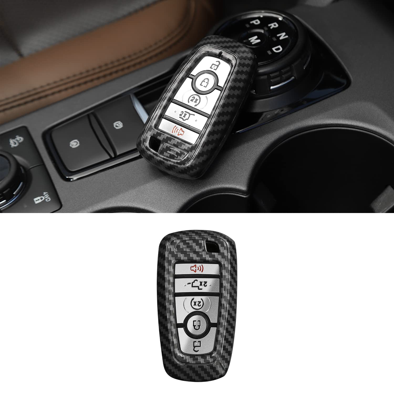 

RAZPOY Key Fob Cover Shell Key Case Cover Holder Protector for 2018-2023 Ford F-150