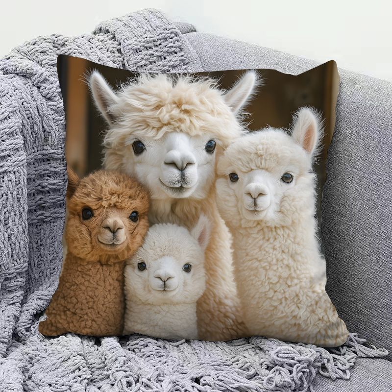 Adorable Alpaca Printed Pillow Soft Waist Cushion Living Room Sofa Decor Carriage Pillowcase Home Decorative Long Rectangle P...