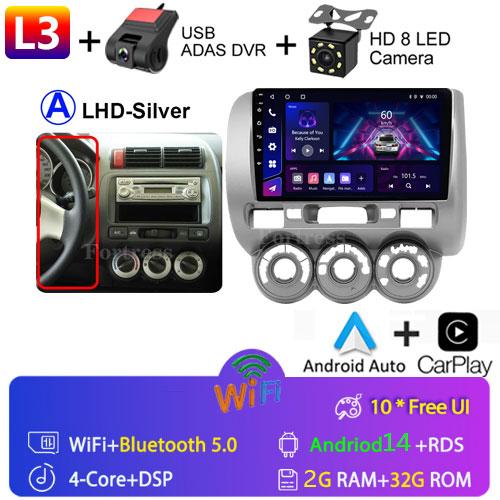 2 Din Android 14 Car Radio For Honda Fit Jazz City 2002-2007 Multimedia Video Player Navigation GPS 4G Carplay Auto Stereo RDS