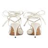 Interlocking Leather Roman Sandals 7.5cm Women's Ecru 738679 BKO00 9049