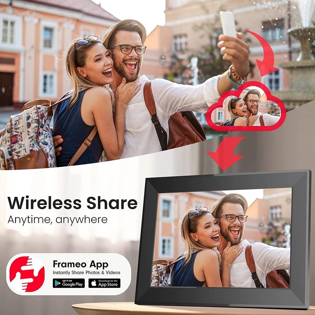 Ramă foto digitală WiFi de 10,1 inci, ramă foto digitală inteligentă IPS de înaltă definiție 1280 * 800, stocare de 64 GB, montare pe perete