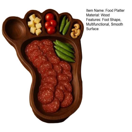 Fußförmige Charcuterie-Platte Käse Wurstwaren Obst Serviertablett Dinnerplatte am Meer Party-Snackhalter