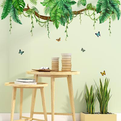 T44# Pflanzen große Bäume Blätter Schmetterlinge Wandaufkleber Kinderzimmer Hintergrund Home Dekoration Wandbild Wohnzimmer Tapete