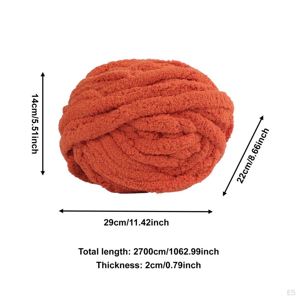 Chunky Chenille Yarn 2cm Thick Large Big Bulky 27M Long for Knitting Cushion Blanket DIY Crafts