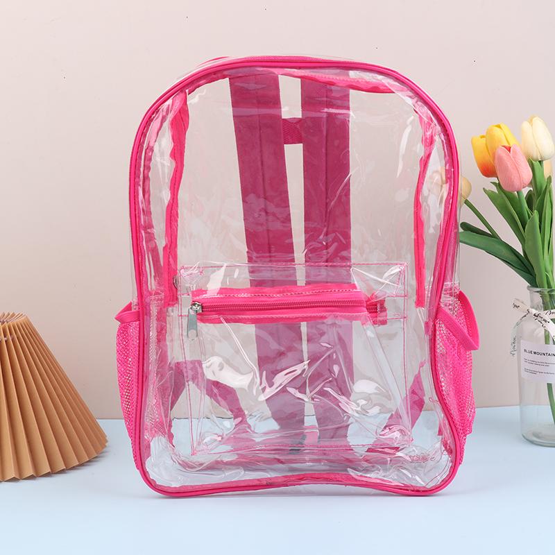 Clear Pvc Outdoor Sports Fitness Knapsack Casual Travel Visible Backpack Summer Beach Cell Phone Bag Waterproof Backbag