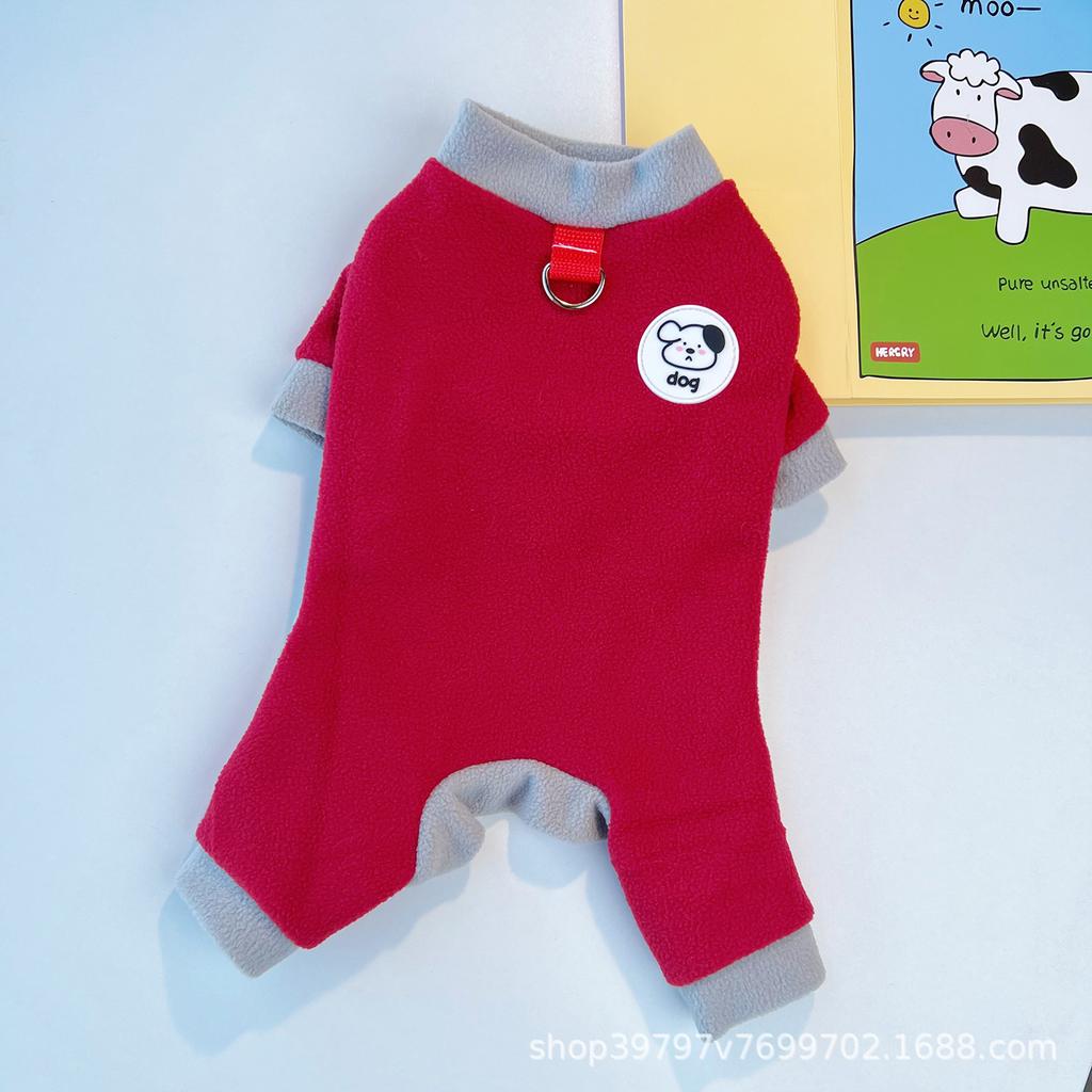 Dog four-legged clothing autumn and winter velvet contrasting colors four-legged clothing for pets and cats