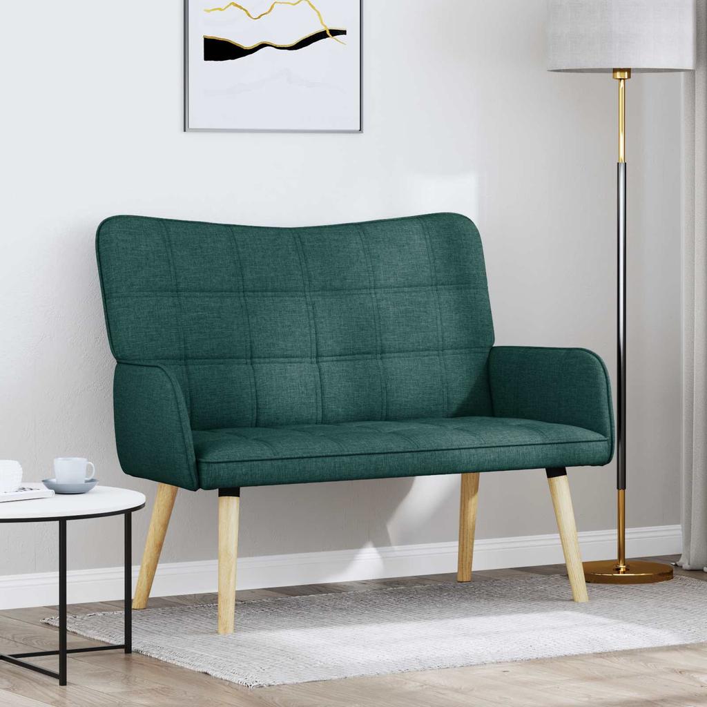 2 Seater Sofa in Dark Green 115 x 61 x 87 cm Fabric