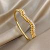 1item Irregular Wave Pattern Bracelet High-quality Copper Bracelet for Women Exquisite Synthetic Zircon Leaf Design Bracelet Valentine's Day and