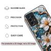 White Camellia Flower Marble Texture Tempered Glass Phone Case for Samsung Galaxy S26 S25 Ultra S24 S23 Plus S22+ S21 FE Covers