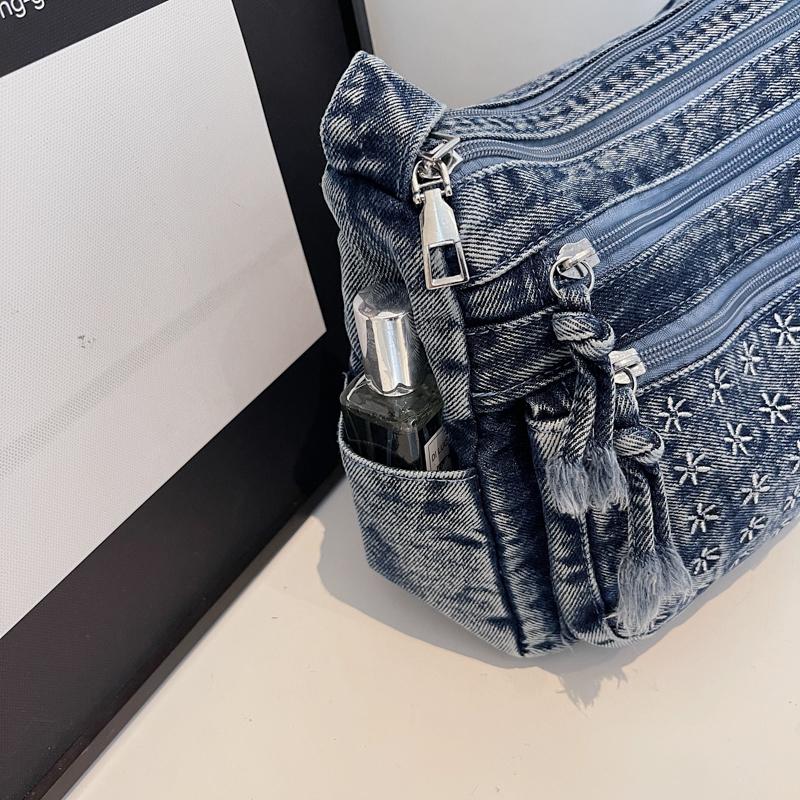 Women's Crossbody Bag Denim Bag Commuter Solid Color Shoulder Crossbody Bag