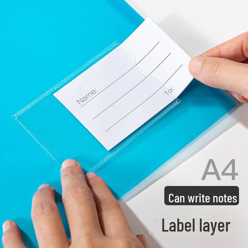 Transparent A4 PP File Bag with Label and Snap Closure for Document Storage and Organization
