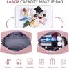 MAGEFY Bolsa de Maquilhagem de Veludo Cotelê Bolsa de Maquilhagem Pequena para Bolsa com Compartimentos Bolsa de Maquilhagem Fofa Bolsa Cosmética para Mulheres Amigas Presentes Preppy (Rosa, PELE)