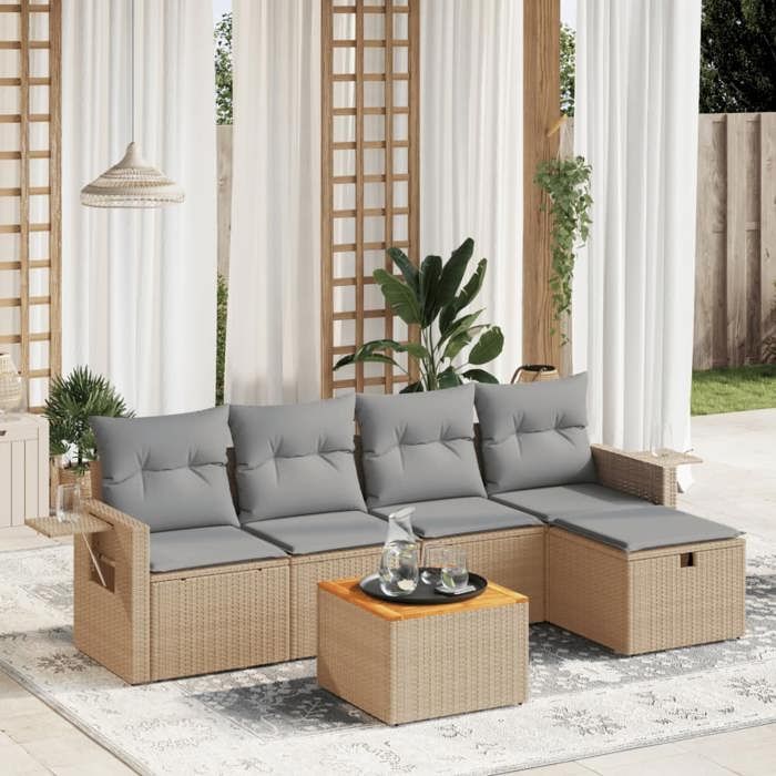 VidaXL Garden Lounge Set with Cushions 6 Pcs, Patio Sofas, Patio Furniture Set, Outdoor Furniture, Mix 3264944