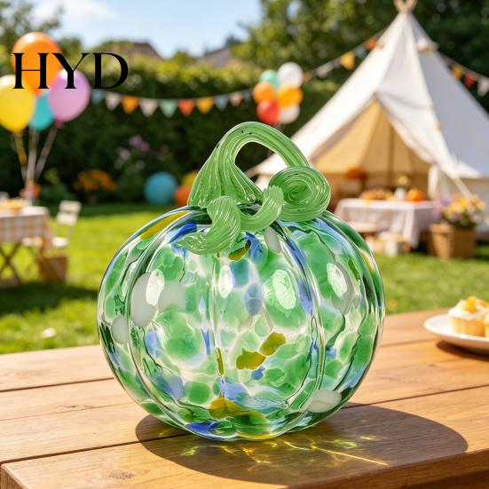 Pumpkin Ornament Mini Hand Blown Glass Ornament, Collectible Thanksgiving Halloween High-quality Faux Crystal Hanging Decoration for Fall, Harvest