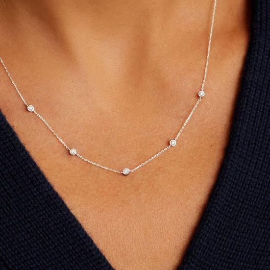 Women Necklace Rhinestone Decor Hollow Chain Lady Clavicle Necklace Daily Prom Party Commuting Neck Jewelry