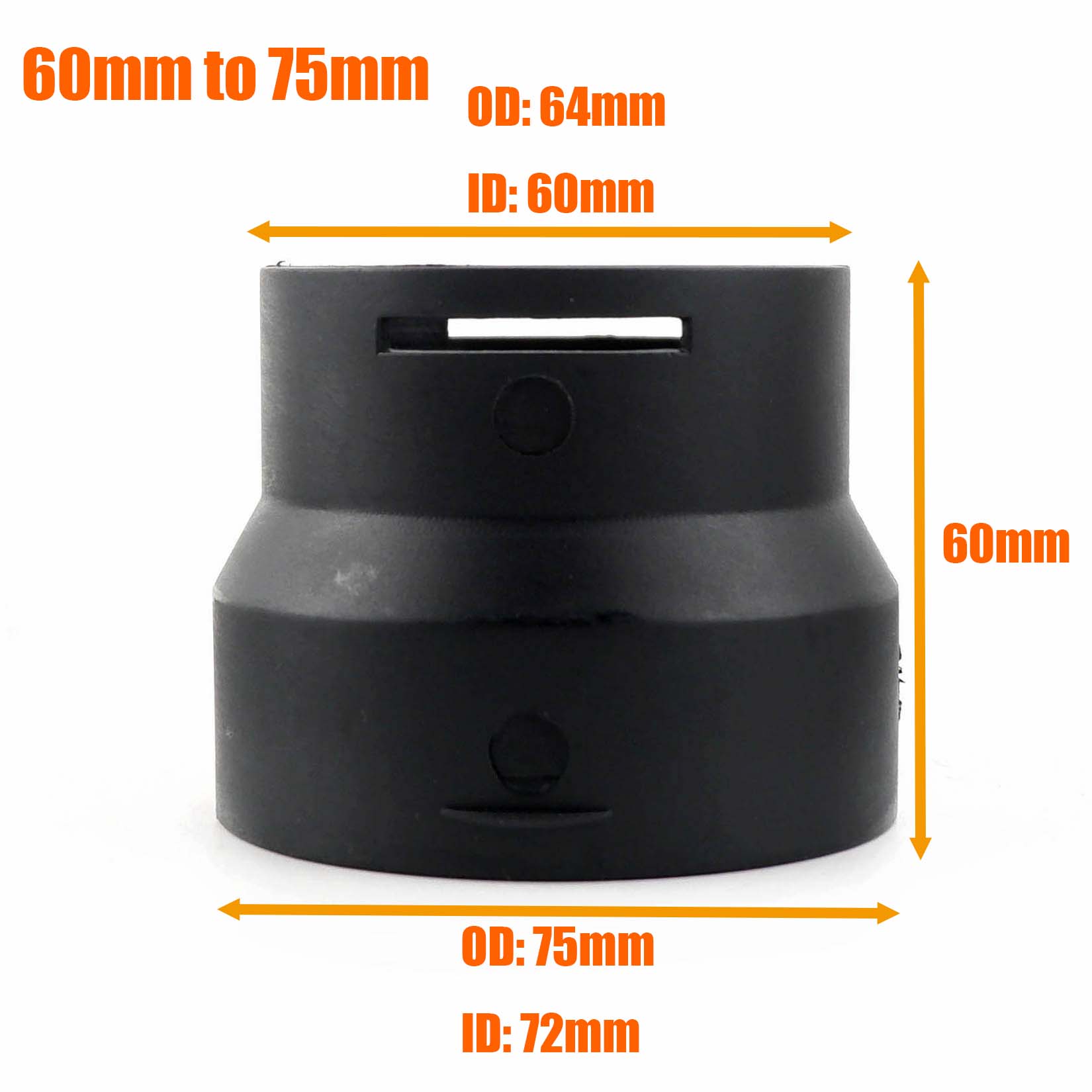

60 to 75mm Converter 60mm 75mm Diesel Heater Air Duct Ducting Connector Black For Car Truck VAN Camper