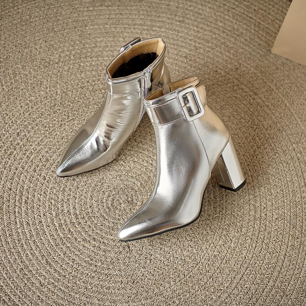 Gold Silber Damen Stiefeletten Hoher Absatz Kleine Große Größe 32 46