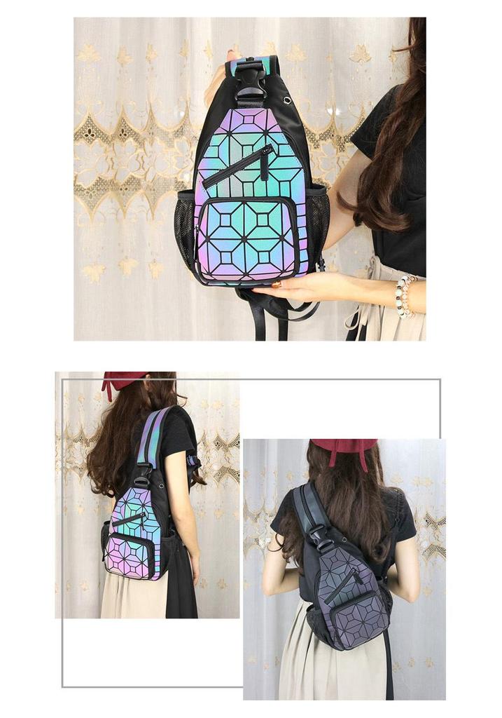 Vielseitiger Mini-Rucksack mit Diamantgittermuster: Multifunktionale Schulter-, Crossbody-, Hüft- und Brusttasche für High-School-Schülerinnen und Frauen.