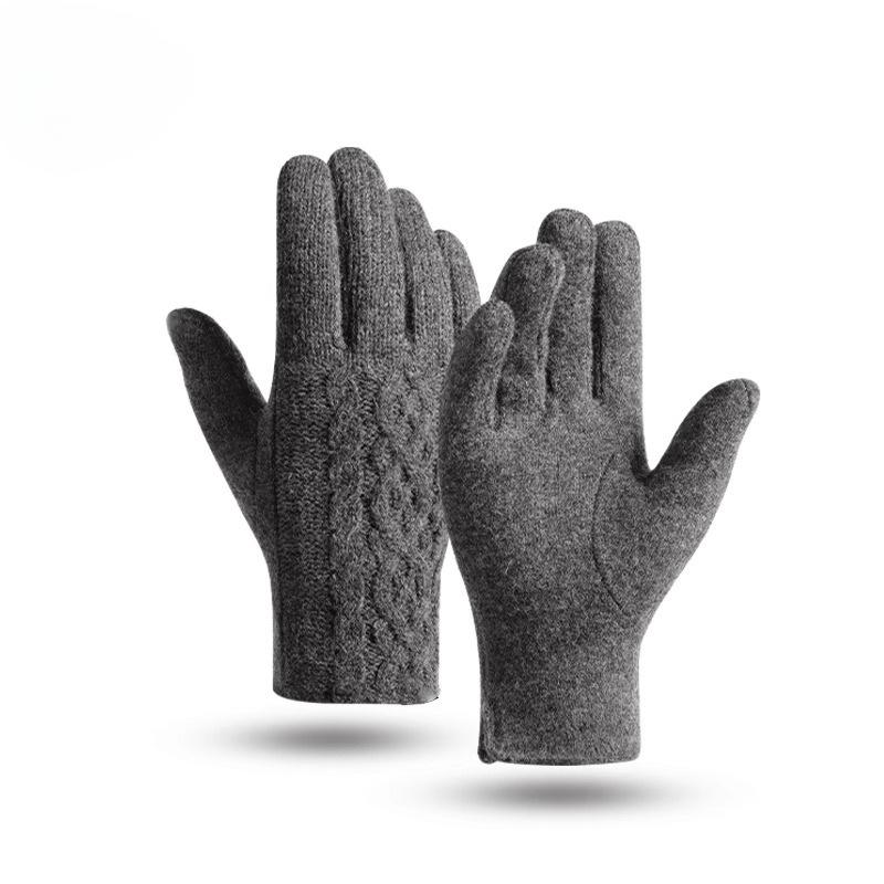 

Кашемировые перчатки, осенние и зимние перчатки для сенсорных экранов, перчатки для отдыха на природе, теплые перчатки для велоспорта, бархатные перчатки на пять пальцев, шерстяные перчатки серый