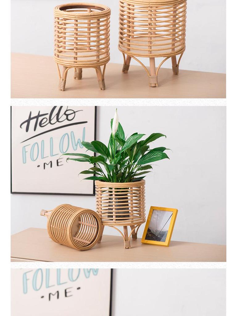 Nordisches Blumentopfregal aus Rattan, handgewebter, bodenstehender Pflanzenständer für Wohnzimmer, Balkone, Hotels und Privatunterkünfte – kreatives Dekor.
